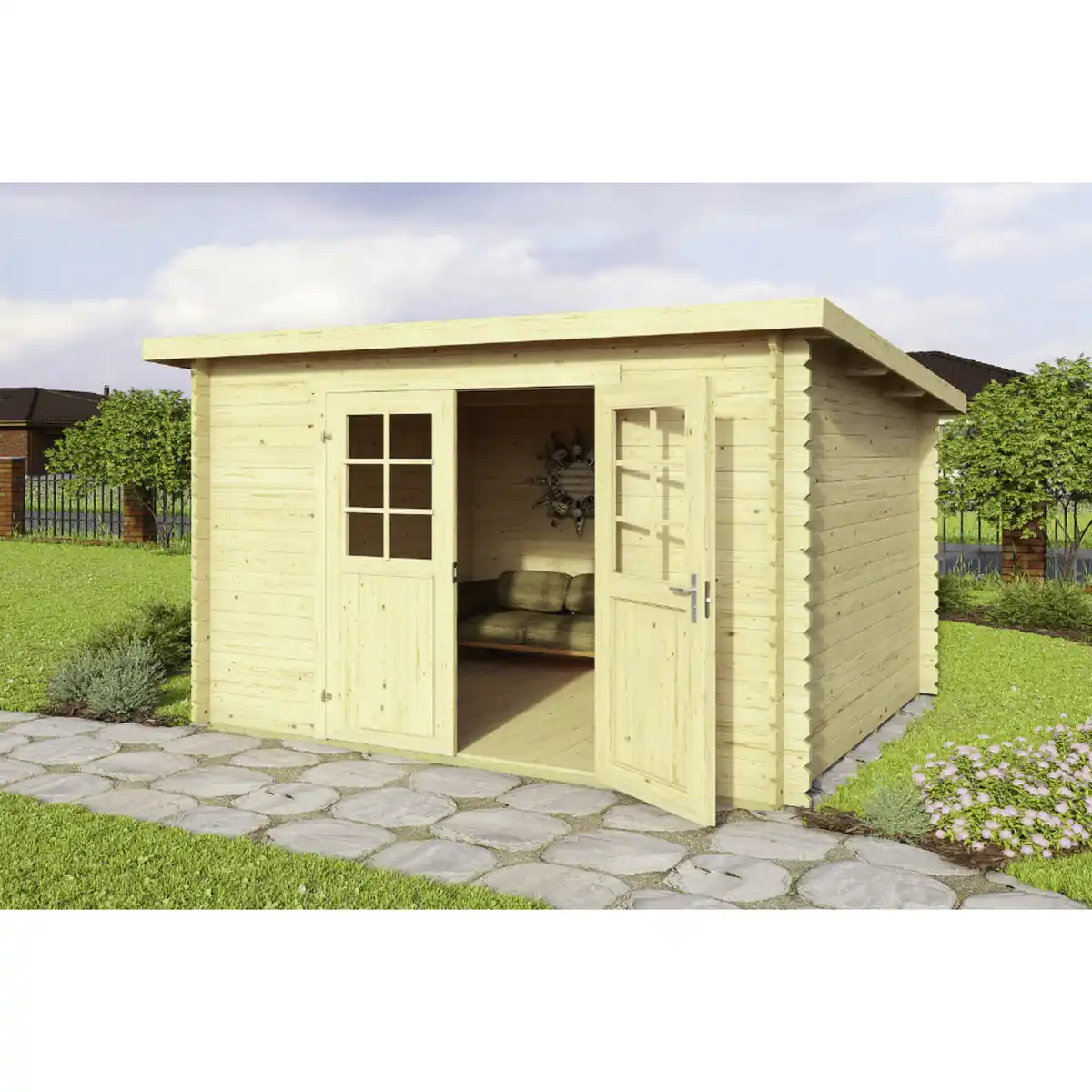 Bild 1 von Blockbohlenhaus »Malta 2«, Holz, BxHxT: 344 x 217 x 250 cm (Außenmaße inkl. Dachüberstand)