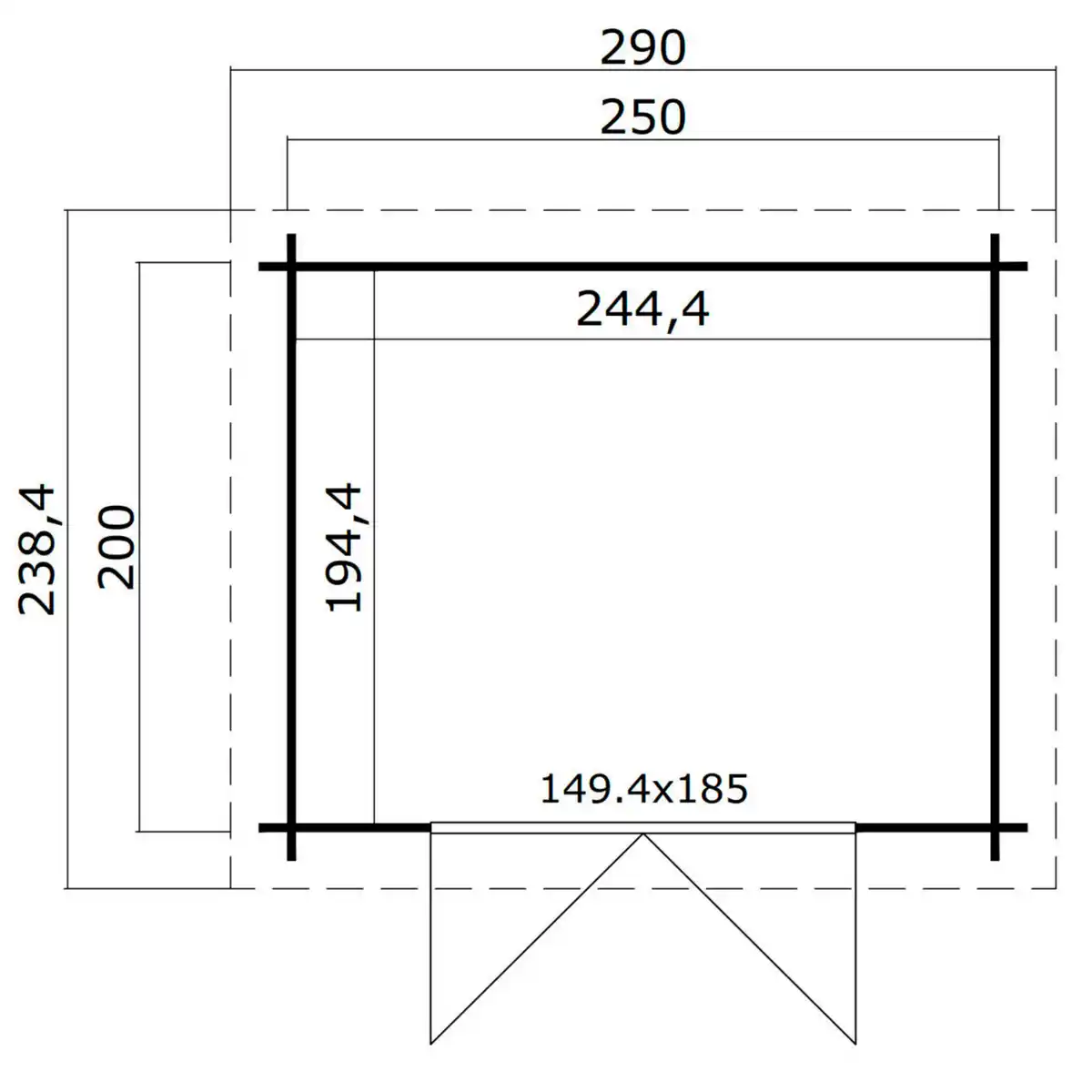 Bild 2 von Gartenhaus »Grenada«, (BxT): 250x200 cm (Aufstellmaß), 28 mm Wandstärke, grüngrau/weiss