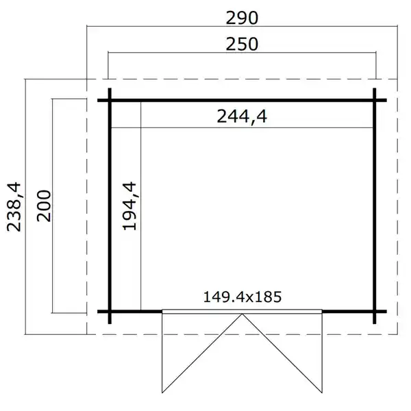 Bild 2 von Gartenhaus »Grenada«, (BxT): 250x200 cm (Aufstellmaß), 28 mm Wandstärke, grüngrau/weiss