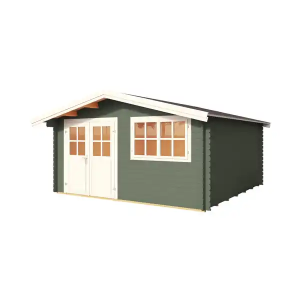 Bild 2 von Gartenhaus »Isar«, (BxT): 380x380 cm (Aufstellmaß), 28 mm Wandstärke, grüngrau/weiss