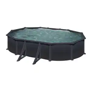Ovalpool, grau, BxHxL: 375 x 132 x 610 cm