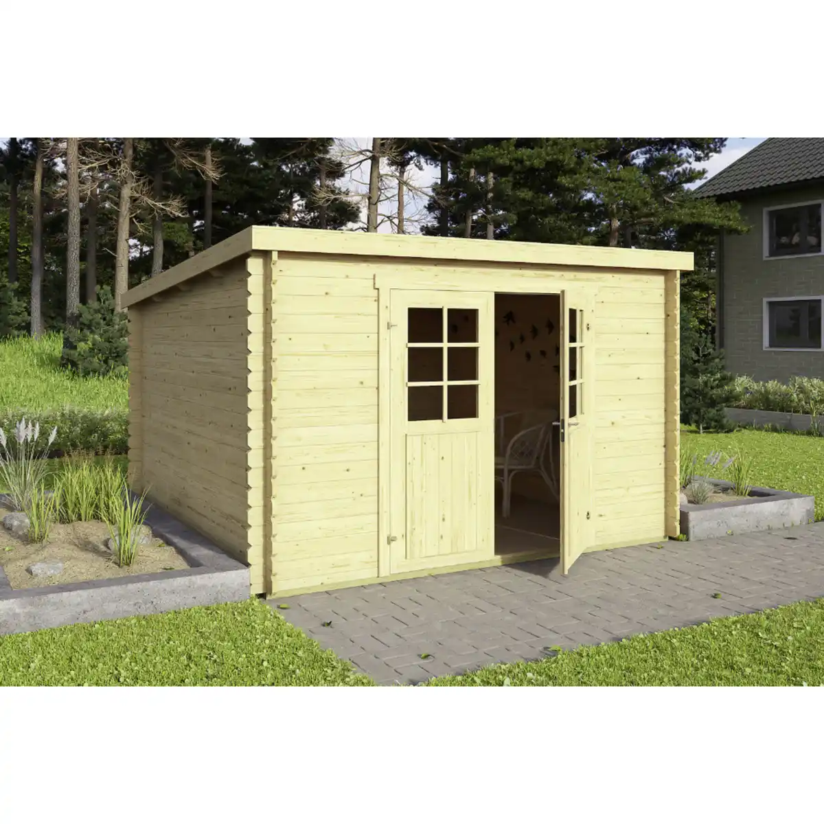 Bild 1 von Blockbohlenhaus »Malta 3«, Holz, BxHxT: 316 x 217 x 292 cm (Außenmaße inkl. Dachüberstand)