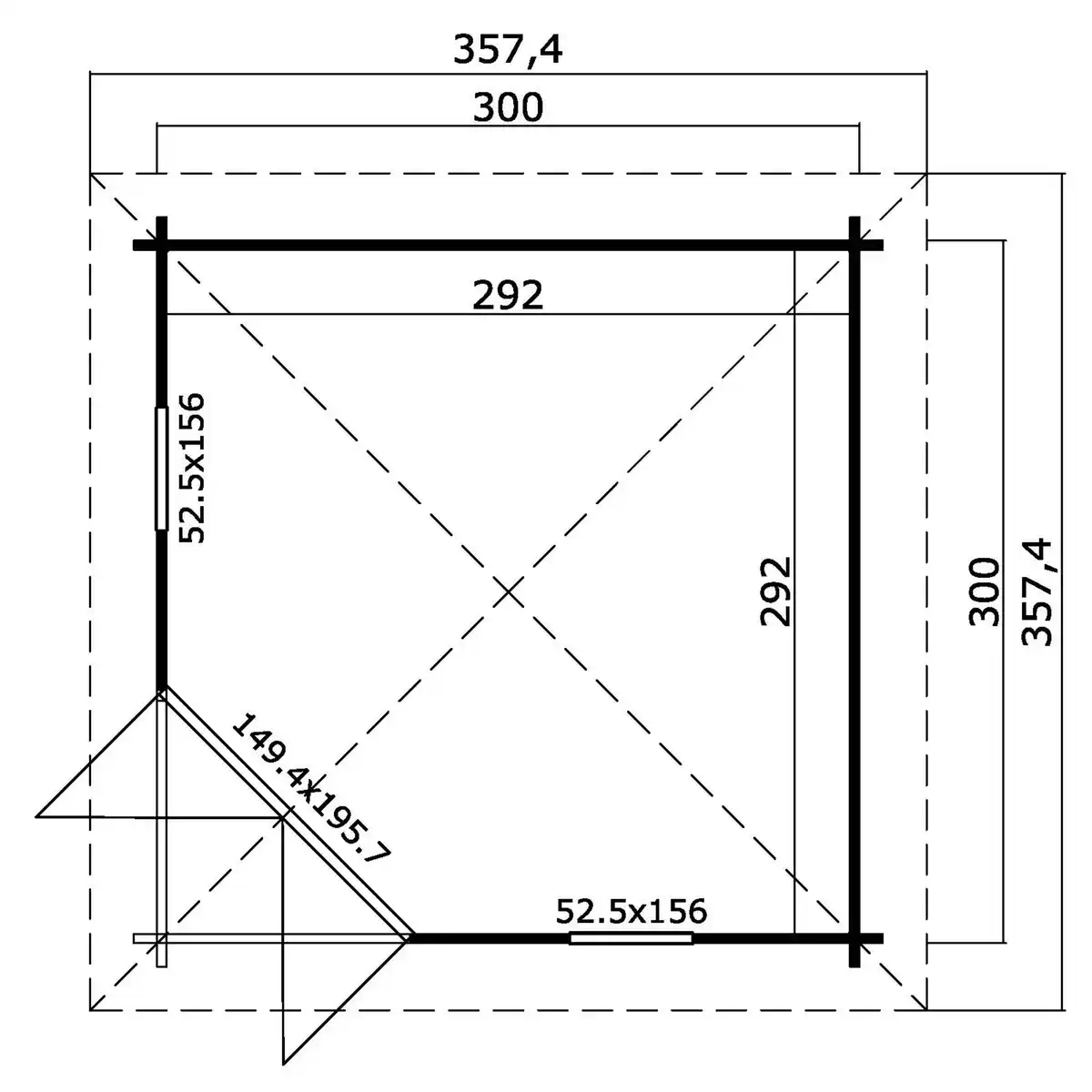 Bild 2 von Gartenhaus »Karlskrona«, Holz, BxHxT: 357,4 x 269 x 357,4 cm (Außenmaße)
