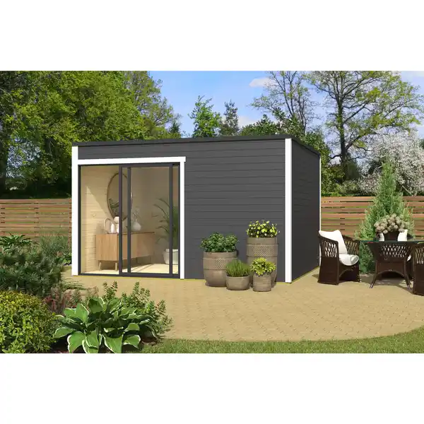 Bild 1 von Gartenhaus »Kubus ALU 2«, (BxHxT): 400 x 239 x 302 cm (Außenmaß), lichtgrau/weiß