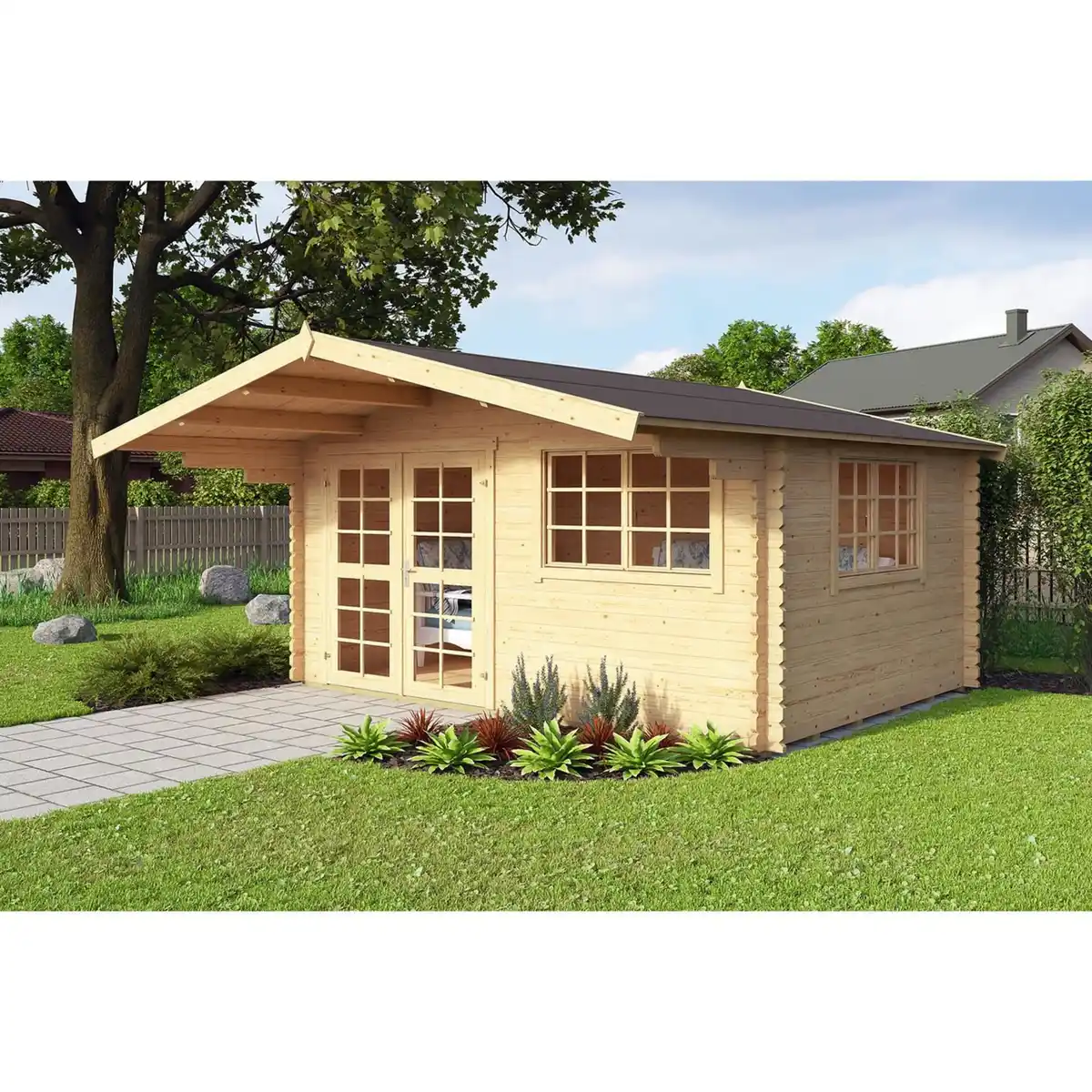 Bild 2 von Blockbohlenhaus »England 1«, Holz, BxHxT: 404 x 245 x 276 cm (Außenmaße inkl. Dachüberstand)