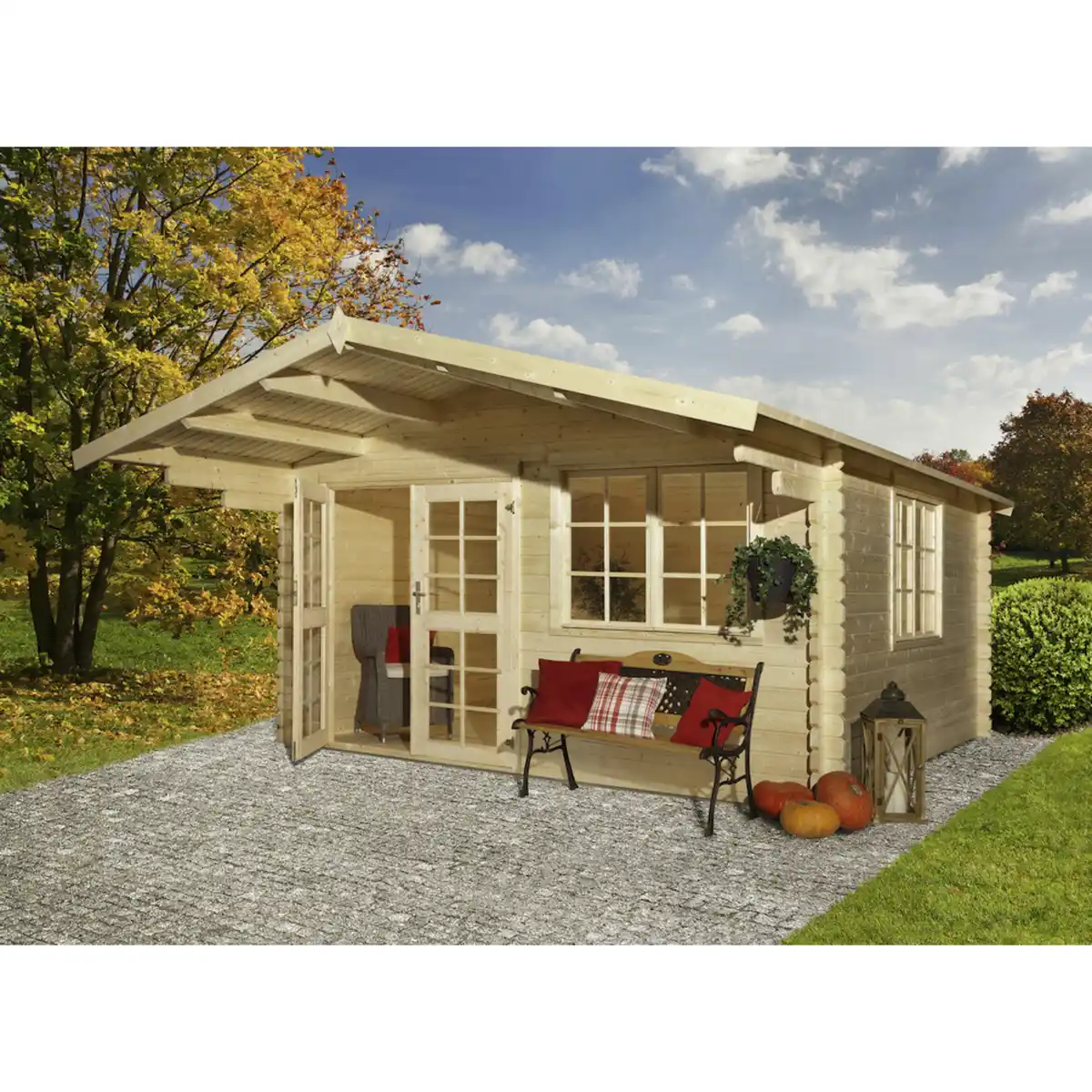 Bild 1 von Blockbohlenhaus »England 1«, Holz, BxHxT: 404 x 245 x 276 cm (Außenmaße inkl. Dachüberstand)