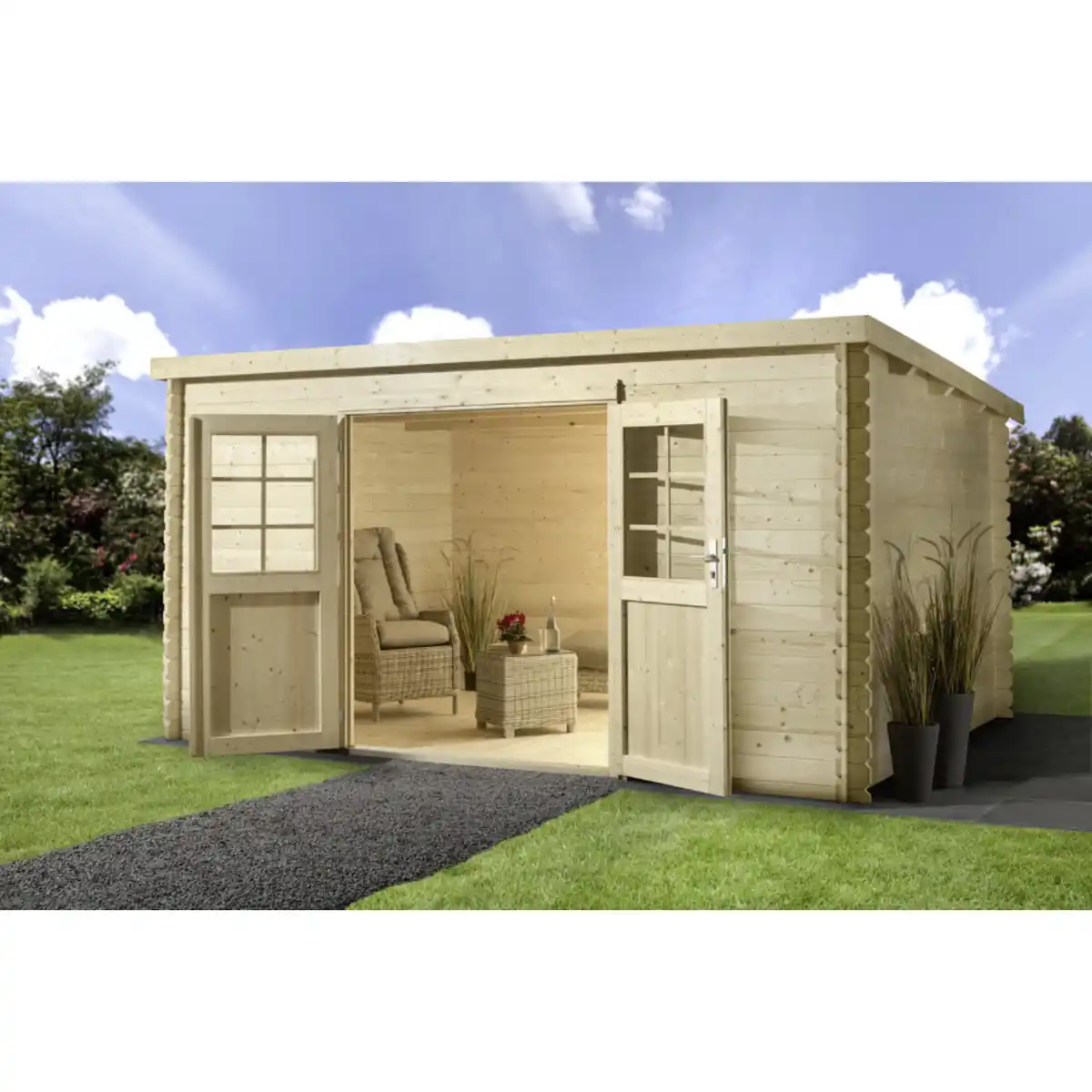 Bild 1 von Blockbohlenhaus »Malta 4«, Holz, BxHxT: 416 x 217 x 292 cm (Außenmaße inkl. Dachüberstand)