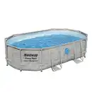 Bild 1 von Bestway Aufstellpool 'Power Steel™ Swim Vista Series™' Komplett-Set mit Sandfilteranlage cremegrau Steinwand-Optik oval 488 x 305 x 107 cm