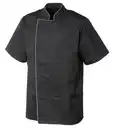 Bild 1 von METRO Professional Herren-Kochjacke, 1/2 Arm, Größe XXL, schwarz mit grauer Paspelierung