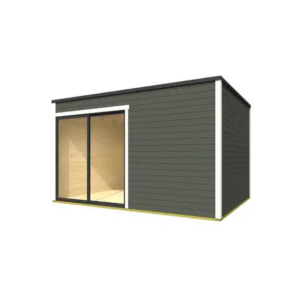 Bild 2 von Gartenhaus »Kubus ALU 2«, (BxHxT): 400 x 239 x 302 cm (Außenmaß), grüngrau/weiss