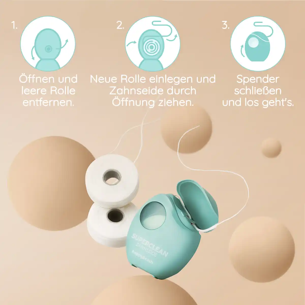 Bild 2 von happybrush Zahnseide SuperClean Refill, 60 m