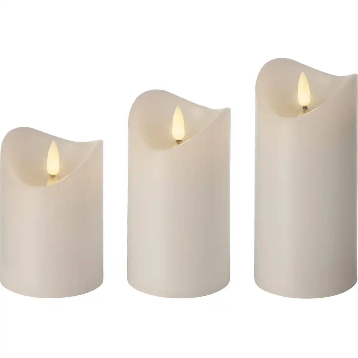 Bild 1 von LED-Kerze, 3er-Set, DxH: Ø 7,5 x 10/12,5/15 cm, warmweiß, creme
