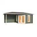 Bild 2 von Gartenhaus »Karlskrona«, (BxT): 575x300 cm (Aufstellmaß), 40 mm Wandstärke, grüngrau/weiss