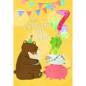Geburtstagskarte - Zum Geburtstag alles Gute - 7 Jahre