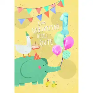 Geburtstagskarte - Zum Geburtstag alles Gute - 1 Jahre