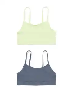 Kindershirts gerippt nahtlos – 2 Stück limettengrün