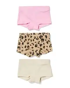 Kinder-Boxershorts gerippt, Leopard – 3 Stück braun