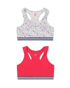 Kinder-Crop-Top Blumen – 2 Stück rosa