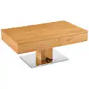 Bild 1 von Livetastic Couchtisch, Schwarz, Eiche, Edelstahl, Holz, Metall, Holzwerkstoff, Eiche, furniert, rechteckig, Bodenplatte, Sockel, 46.5x65x110 cm, Stauraum, höhenverstellbar, einfacher Aufbau, Wohnzim