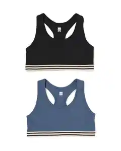 2er-Pack Kinder-Bustiers, Baumwolle/Elasthan schwarz
