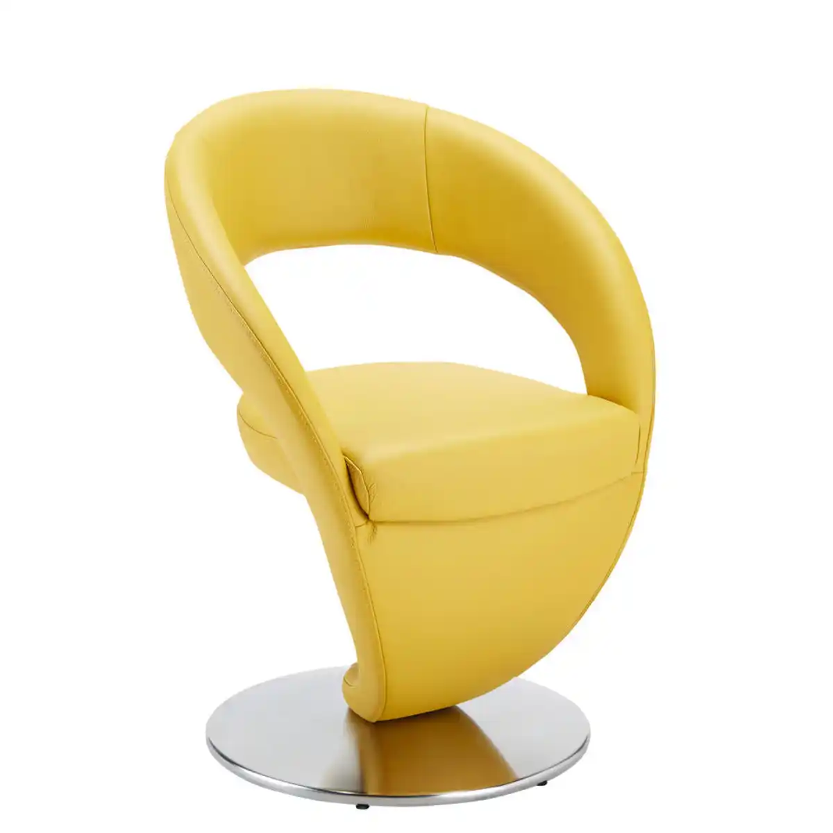 Bild 1 von Moderano Stuhl, Gelb, Edelstahl, Leder, Echtleder, Longlife-Leder, Dickleder, Drehteller, 62x86x61 cm, Goldenes M, Lederauswahl, Stoffauswahl, Esszimmer, Stühle, Esszimmerstühle, Lederstühle