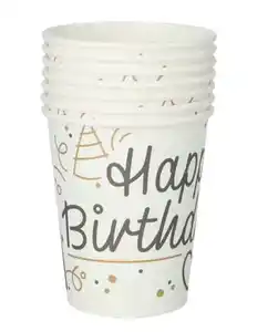 Pappbecher Geburtstag, weiß