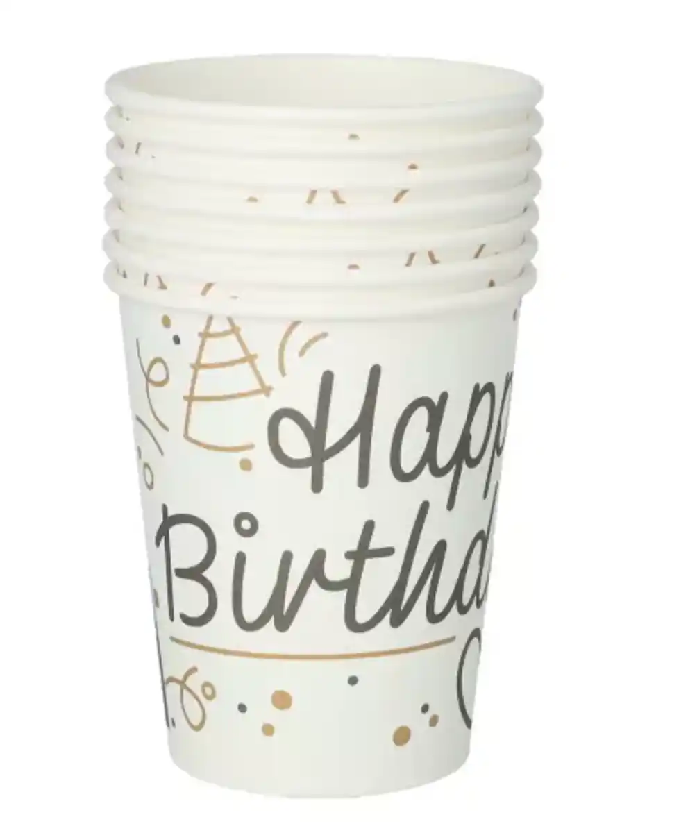 Bild 1 von Pappbecher Geburtstag, weiß