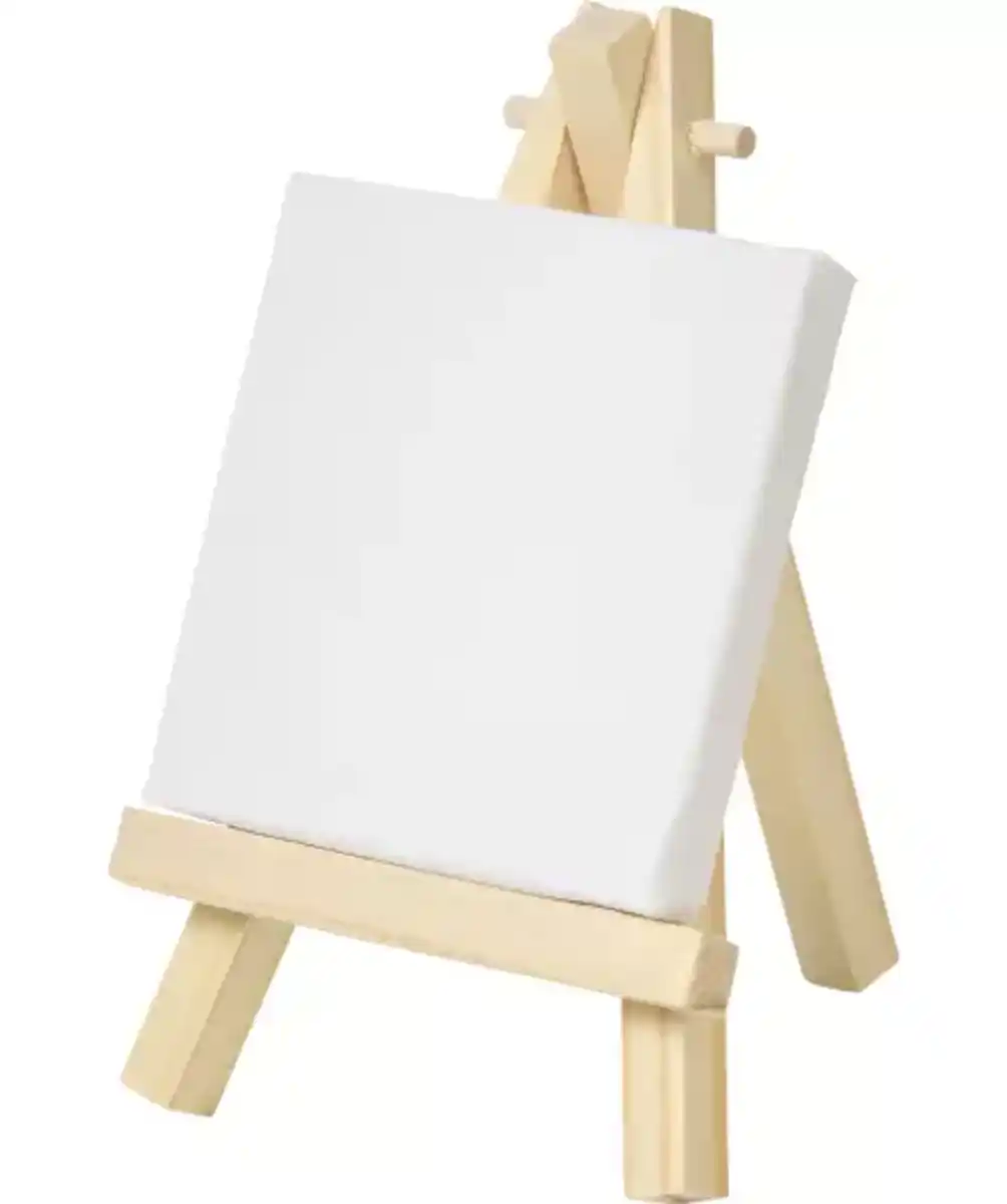 Bild 1 von Mini-Leinwand mit Staffelei, weiß