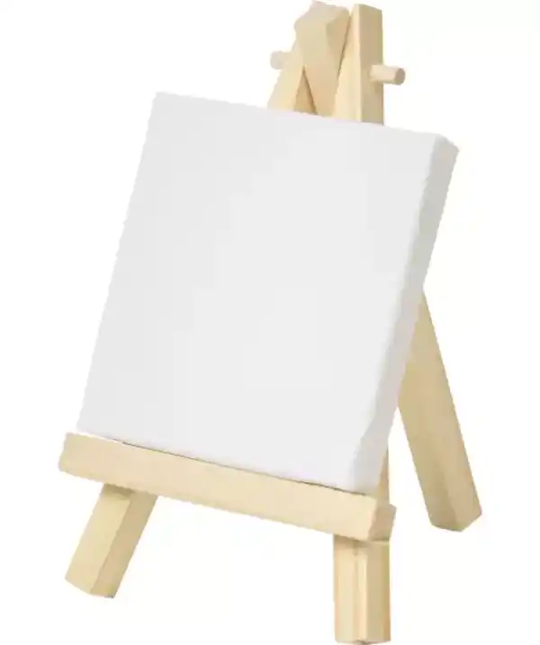 Bild 1 von Mini-Leinwand mit Staffelei, weiß