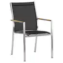 Bild 1 von Zebra  Stapelsessel One, Edelstahl, Dunkelgrau, Teak, Metall, Textil, Teakholz, massiv, Hartholz, eckig, 57x92x63 cm, Typenauswahl, stapelbar, Gartenmöbel, Gartenstühle, Gartenstühle stapelbar