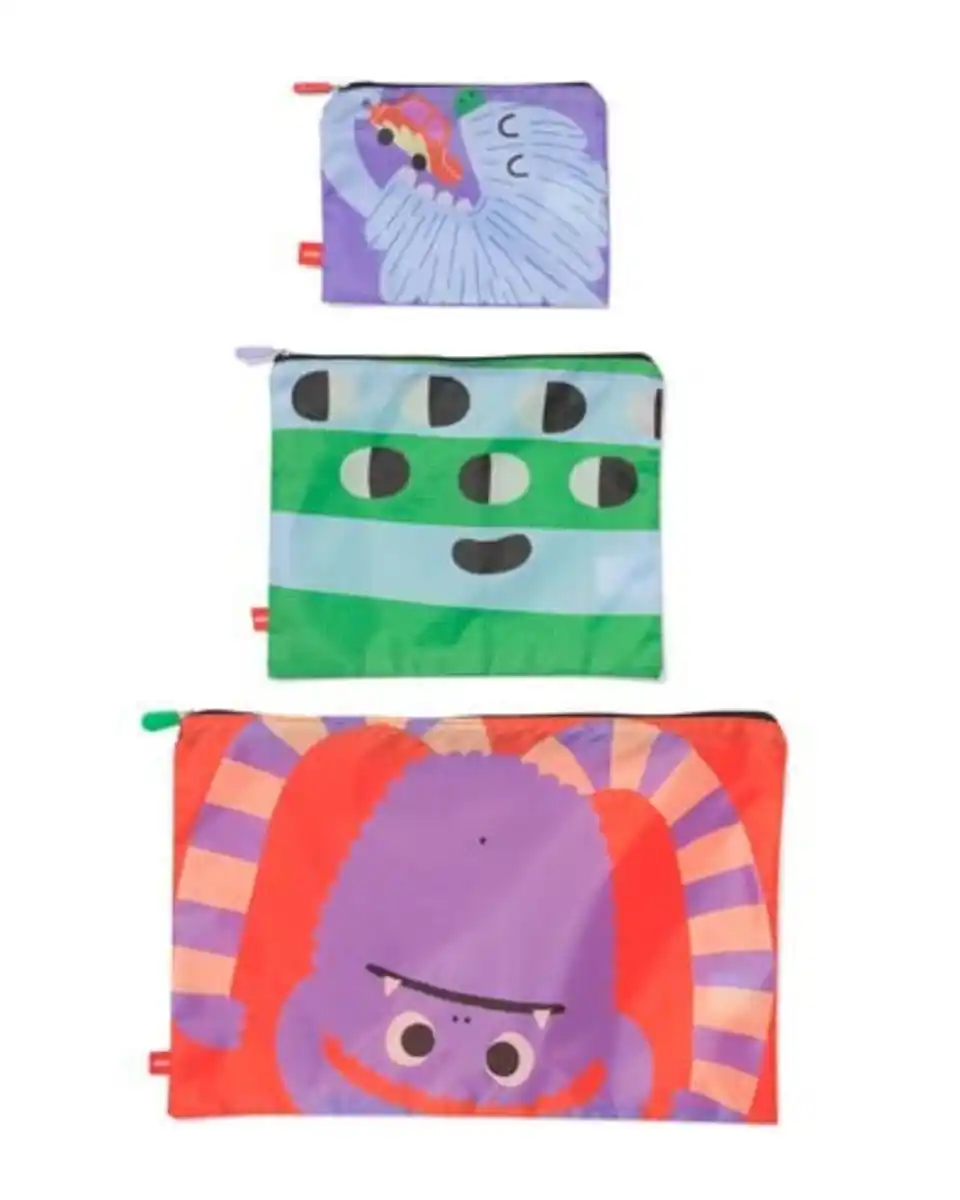 Bild 1 von Reißverschlussbeutel S+M+L Monster – 3 Stück