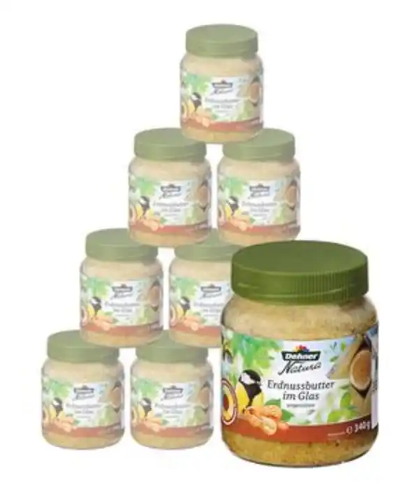 Bild 1 von Dehner Natura Premium Wildvogelfutter Erdnussbutter im Glas, 8 x 340 g