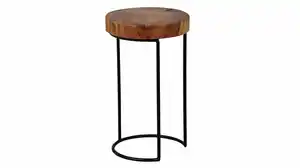 Beistelltisch Sheesham massiv gebeizt rund 28 x 28 x 45 cm - SKIVA