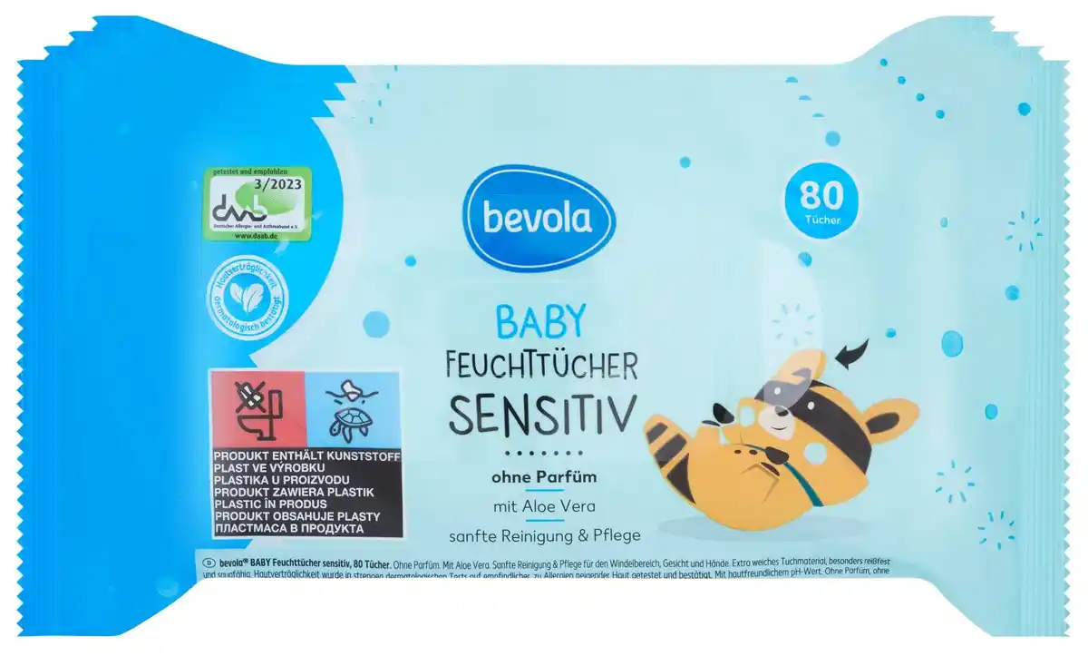 Bild 1 von BEVOLA® BABY Feuchttücher, 4 x 80-St.-Packg.