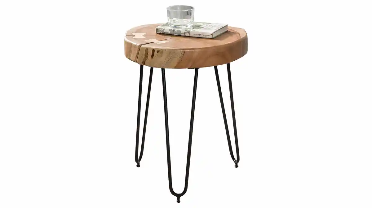 Bild 1 von Beistelltisch Akazie lackiert massiv rund 35 x 35 x 45 cm - ACAS