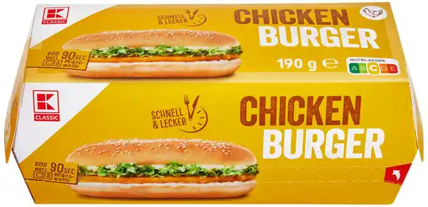 Bild 1 von K-CLASSIC Chicken-Burger, 190-g-Packg.