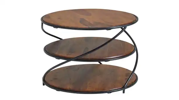 Bild 1 von Couchtisch rund Sheesham massiv lackiert 58 x 41 cm - RUNDA