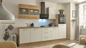 Küchenzeile - weiß - Artisan Eiche - 280 cm - inkl. Elektrogeräten - ISOLA