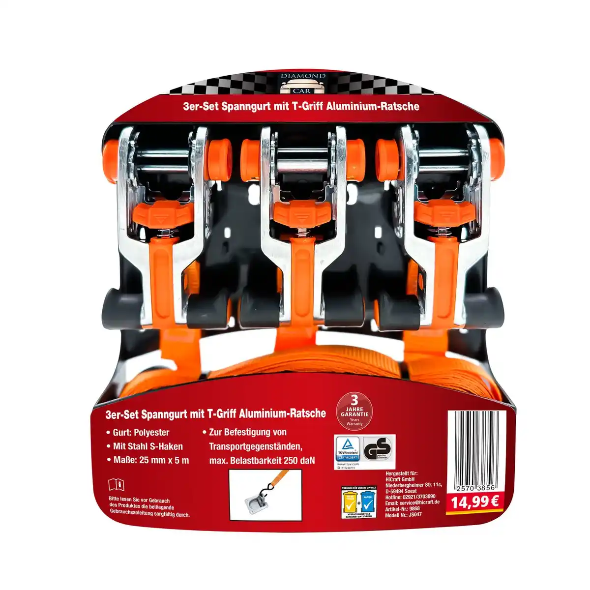 Bild 2 von Spanngurte mit T-Griff + Alu-Ratsche 2er-Set und 3er-Set