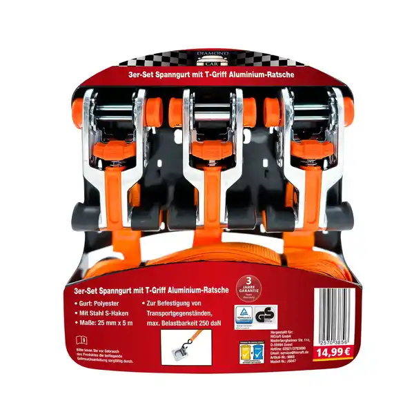 Bild 2 von Spanngurte mit T-Griff + Alu-Ratsche 2er-Set und 3er-Set
