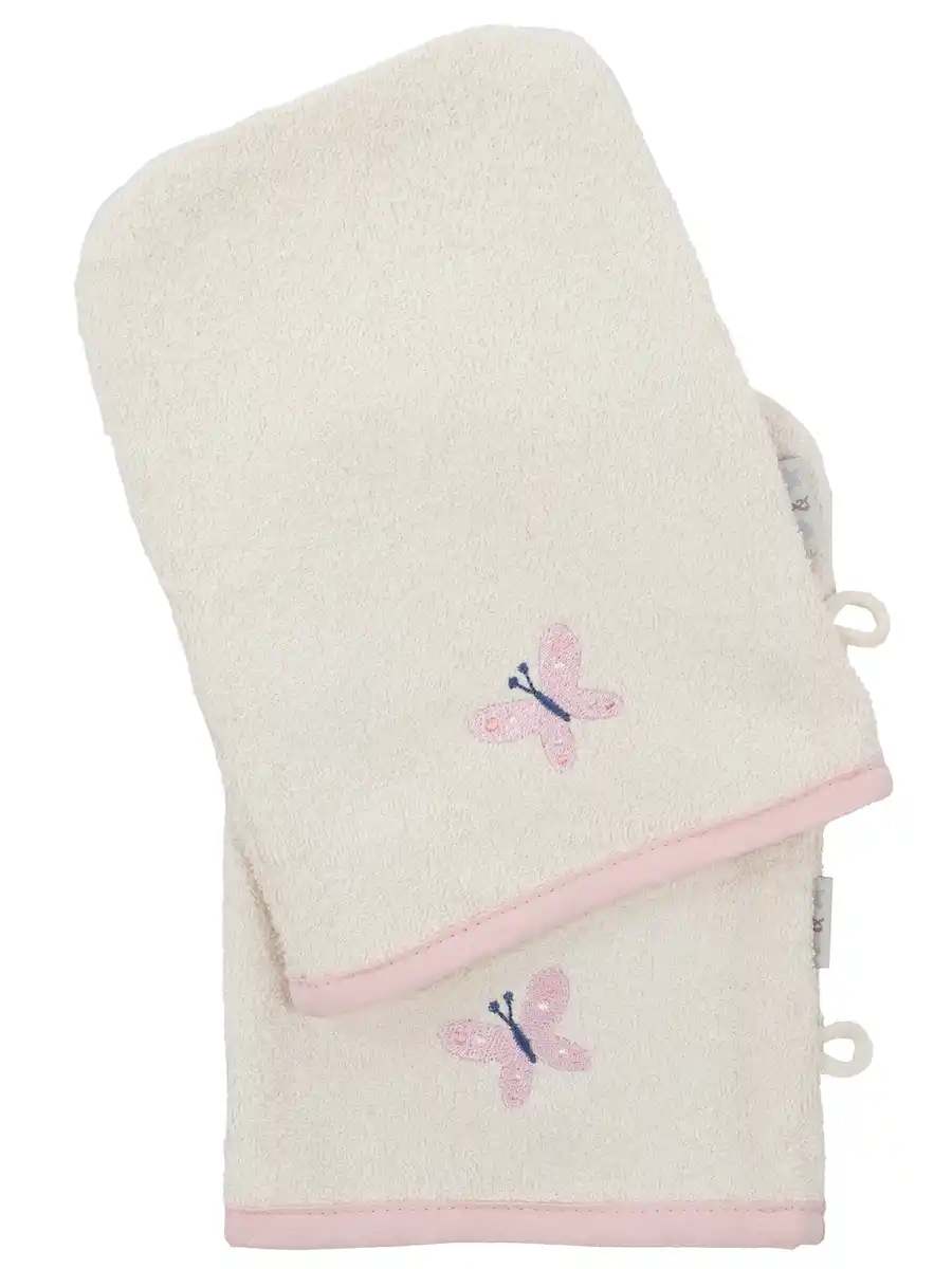 Bild 1 von Waschhandschuh-Set, 2tlg. mit Stickerei Rosa