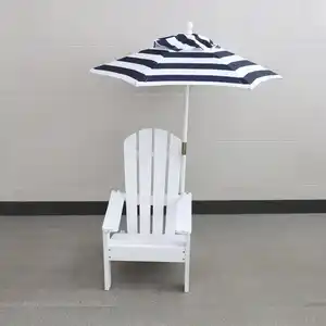 Klappbarer Adirondack-Liegestuhl mit gestreiftem Sonnenschirm, ca. 51,5x58,5x67,5 cm – Natur