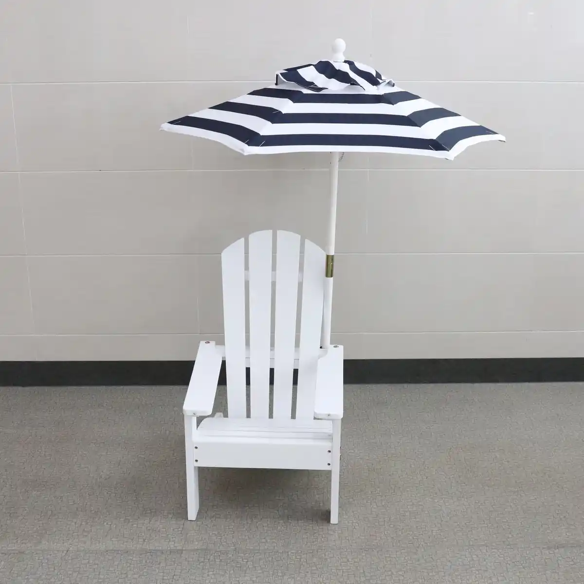 Bild 1 von Klappbarer Adirondack-Liegestuhl mit gestreiftem Sonnenschirm, ca. 51,5x58,5x67,5 cm – Natur