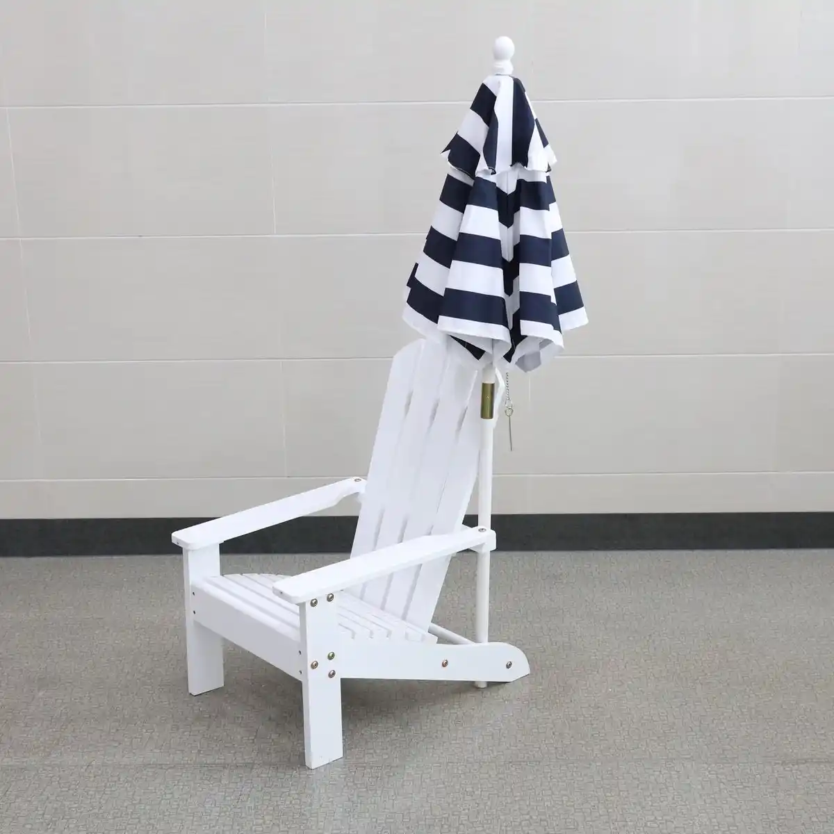 Bild 3 von Klappbarer Adirondack-Liegestuhl mit gestreiftem Sonnenschirm, ca. 51,5x58,5x67,5 cm – Natur