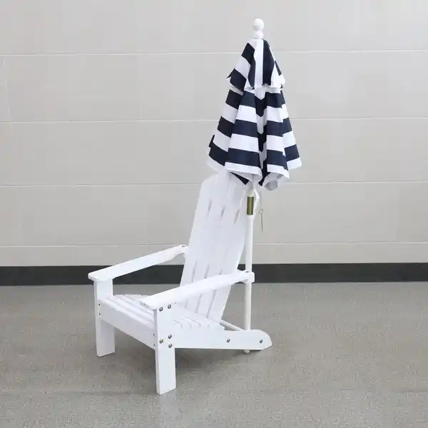 Bild 3 von Klappbarer Adirondack-Liegestuhl mit gestreiftem Sonnenschirm, ca. 51,5x58,5x67,5 cm – Natur