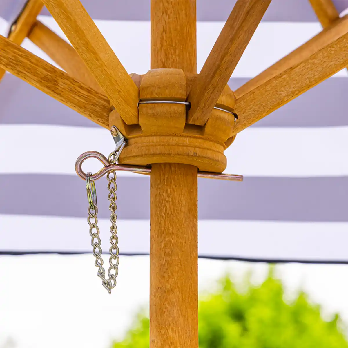 Bild 4 von Kinderliegestuhl-Set mit gestreiftem Sonnenschirm, ca. 52x93,5x62 cm – Natur