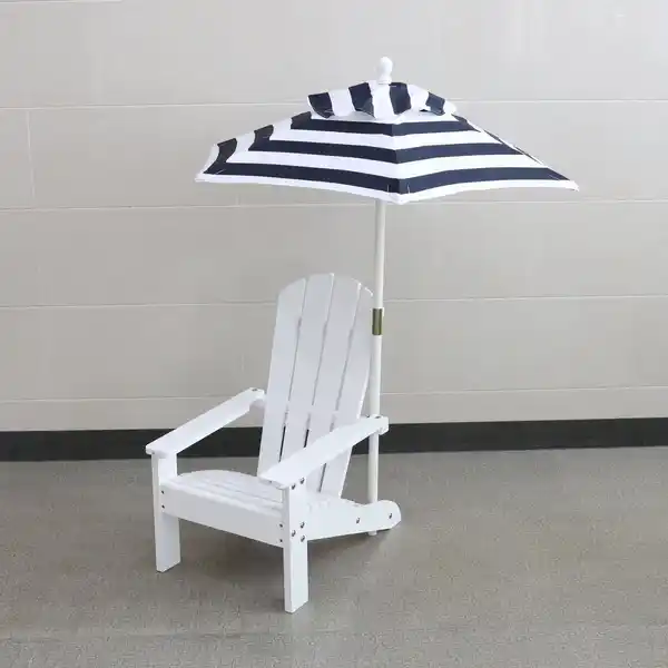 Bild 2 von Klappbarer Adirondack-Liegestuhl mit gestreiftem Sonnenschirm, ca. 51,5x58,5x67,5 cm – Natur