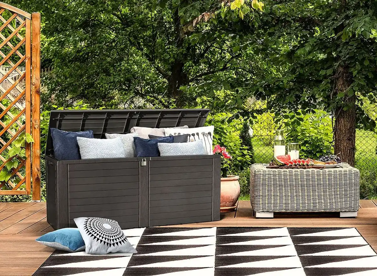 Bild 2 von Gartenbox „Ollie“ in Holzdesign, ca. 115 x 44 x 53 cm - Anthrazit