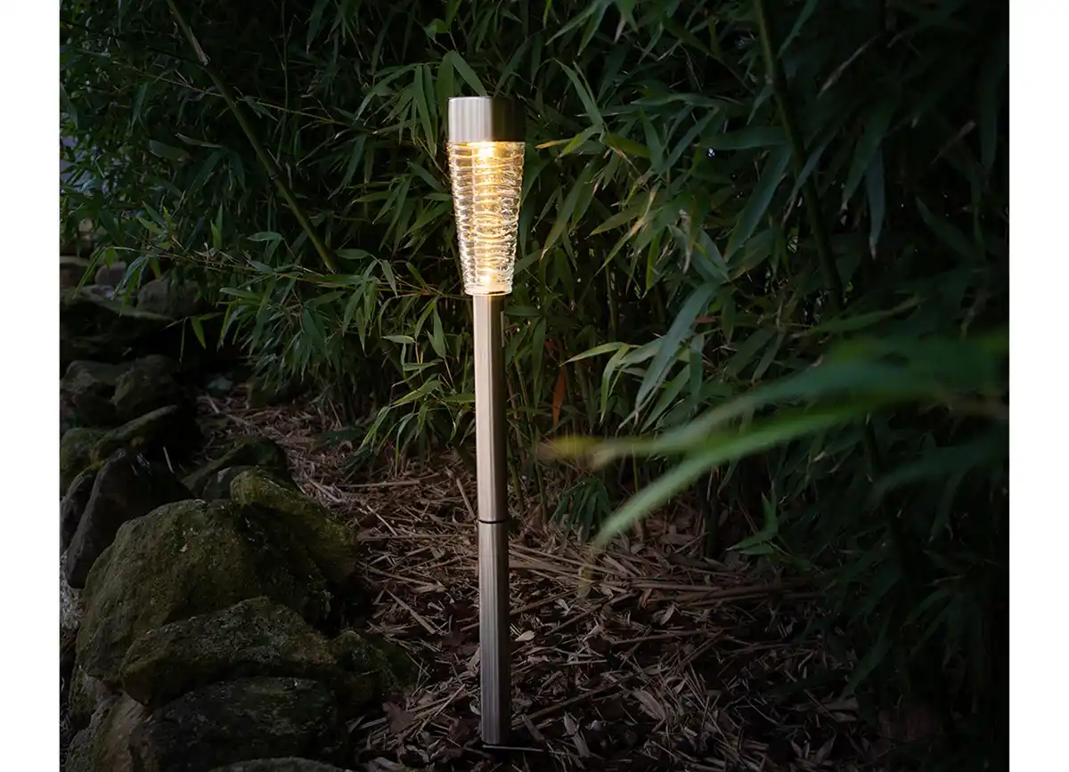 Bild 1 von LED-Solar-Wegeleuchte aus Edelstahl und Echtglas 79cm Warmweiß
