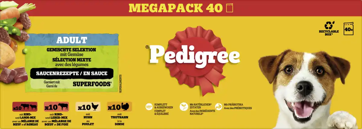 Bild 1 von Pedigree Multipack Portionsbeutel Gemischte Selektion mit Gemüse, 4.000 g